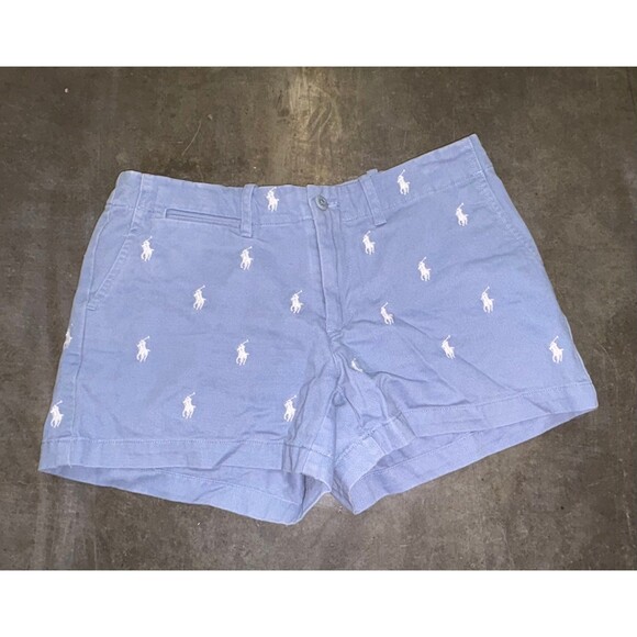 Ralph Lauren Pants - Polo Ralph Lauren Shawna Shorts! Dusty Blue W White Polo Players All Over Size 2